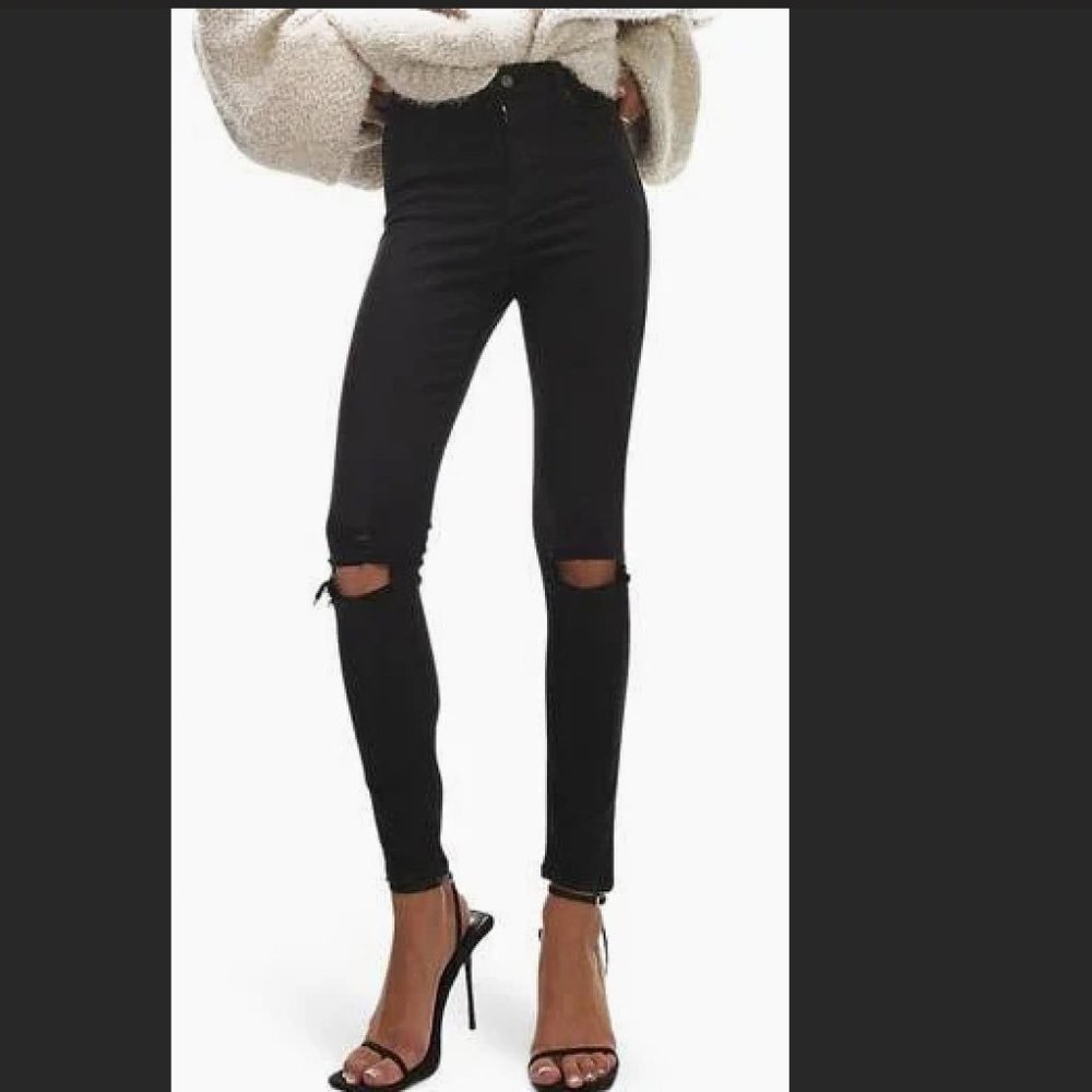 Topshop Jamie black ripped jeans W26